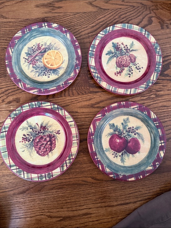 Other - Madison & Max holiday plaid rim dessert salad plates  8-1/2" - set of 4